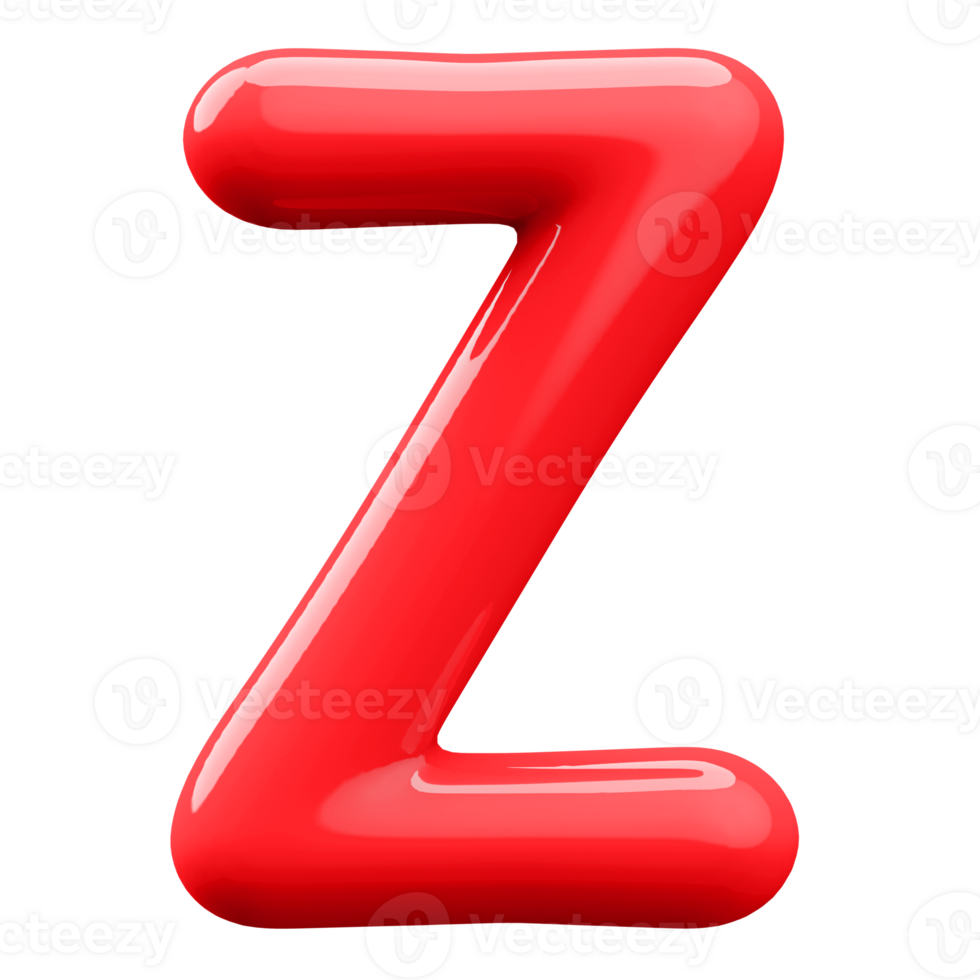 Red 3D Bubble Font Letter Z uppercase png