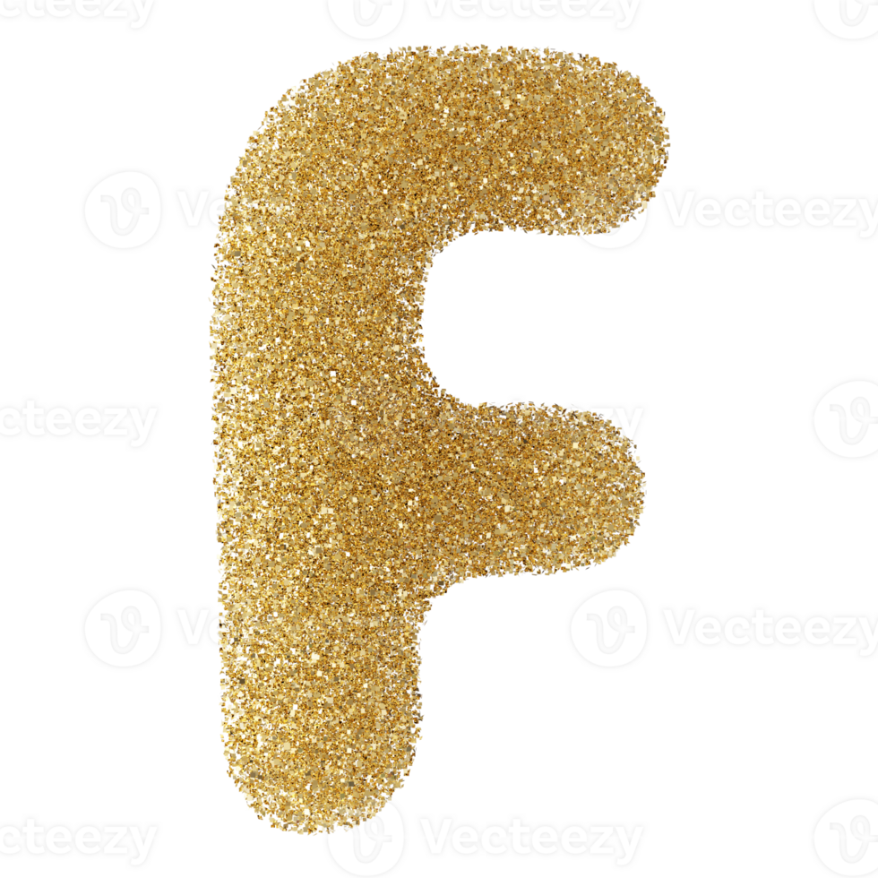 Gold Glitter Font Letter F uppercase png