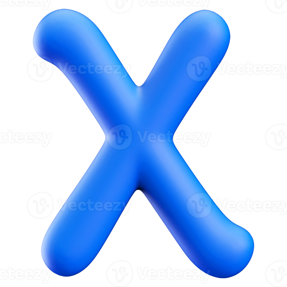 Blue 3D Bubble Font Letter X uppercase png