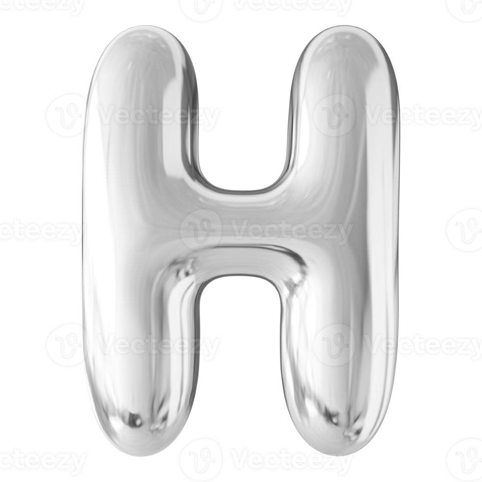 Silver 3D Bubble Font Letter H uppercase png