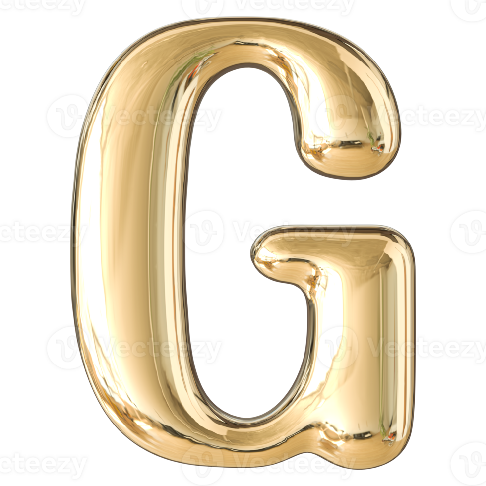 Gold 3D Bubble Font Letter G uppercase png