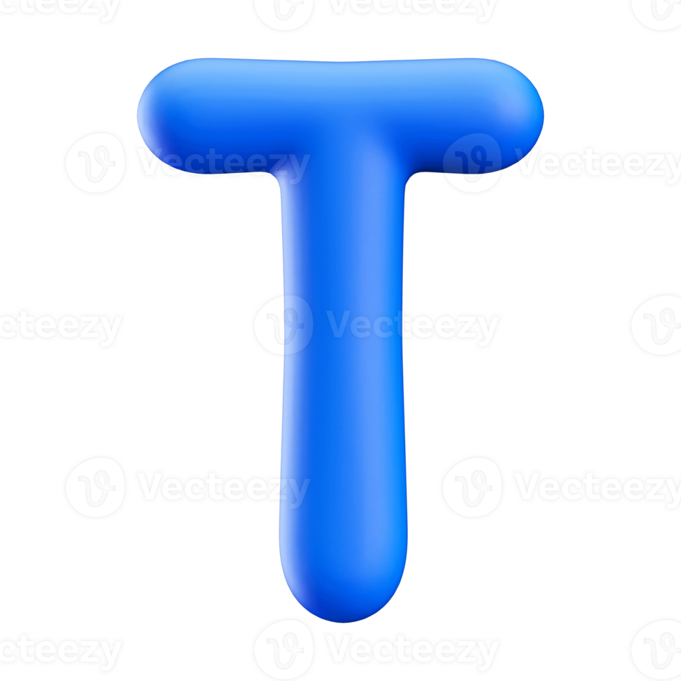 Blue 3D Bubble Font Letter T uppercase png