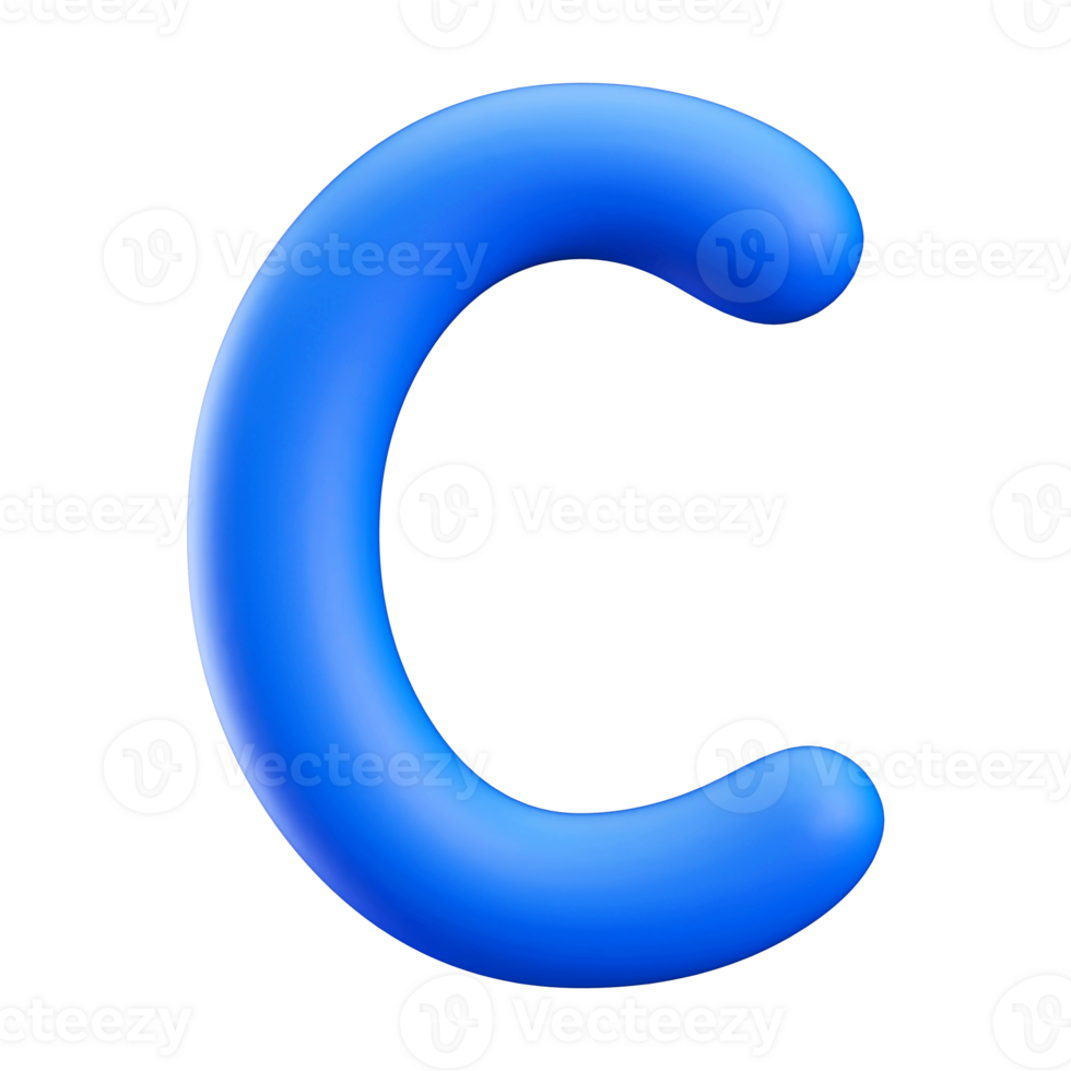 Blue 3D Bubble Font Letter C uppercase png