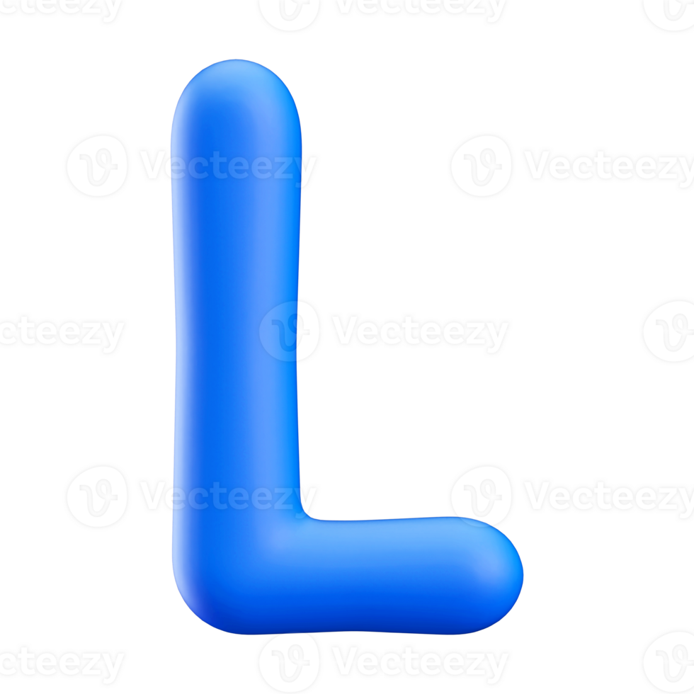 Blue 3D Bubble Font Letter L uppercase png