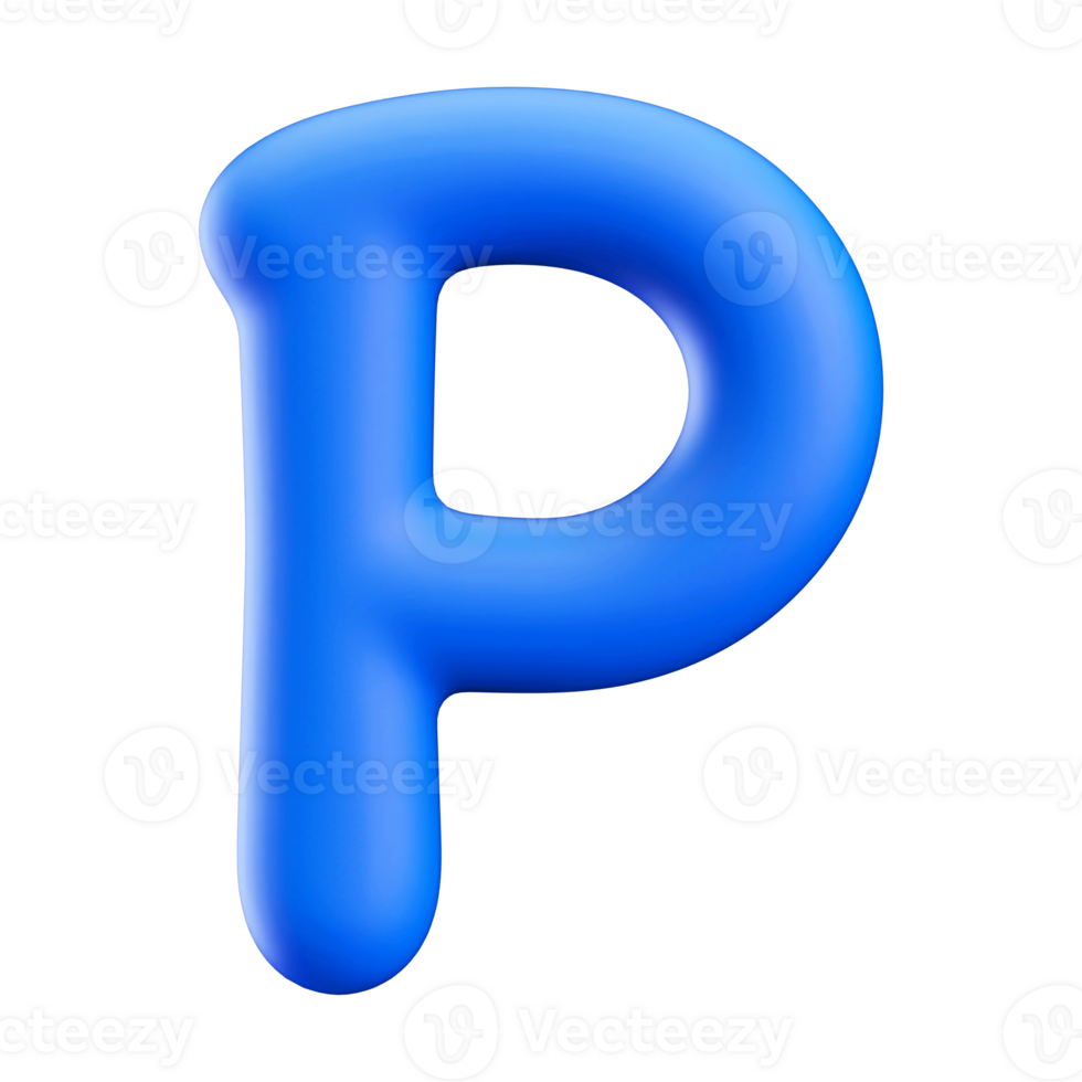 Blue 3D Bubble Font Letter P uppercase png