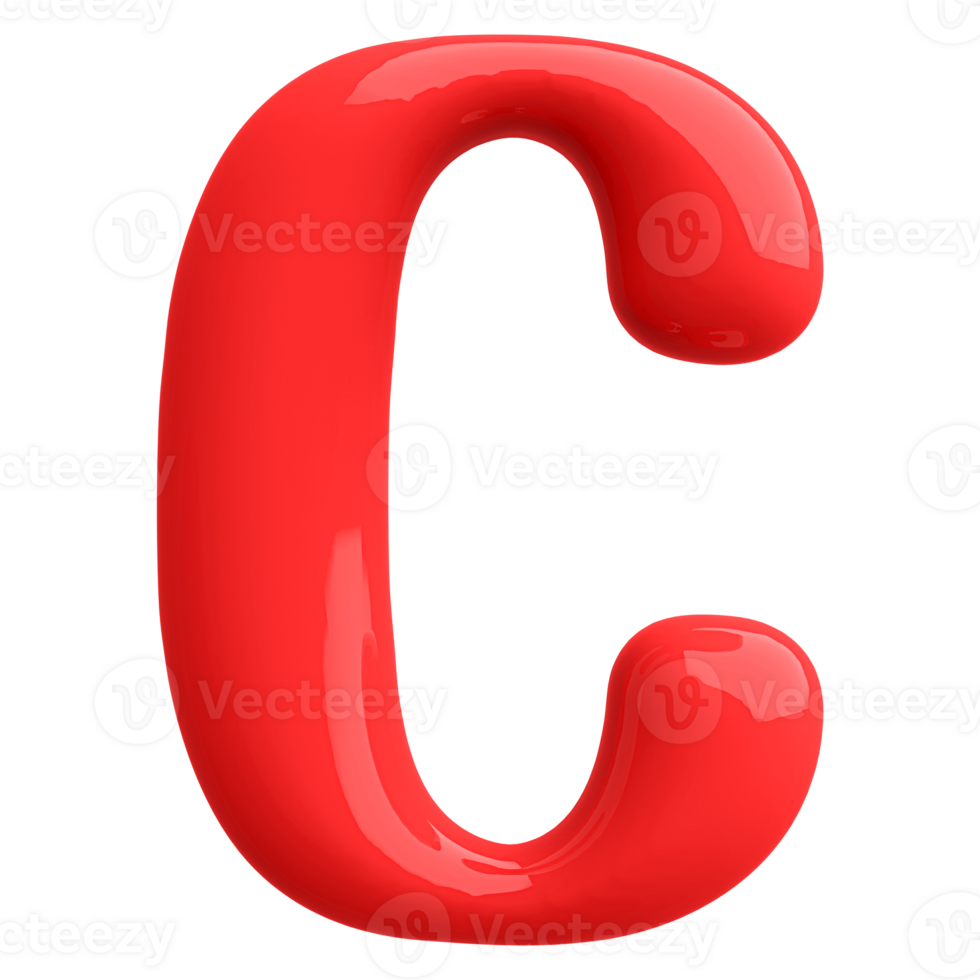 Red 3D Bubble Font Letter C uppercase png