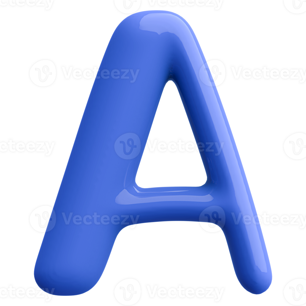 Blue 3D Bubble Font Letter A uppercase png