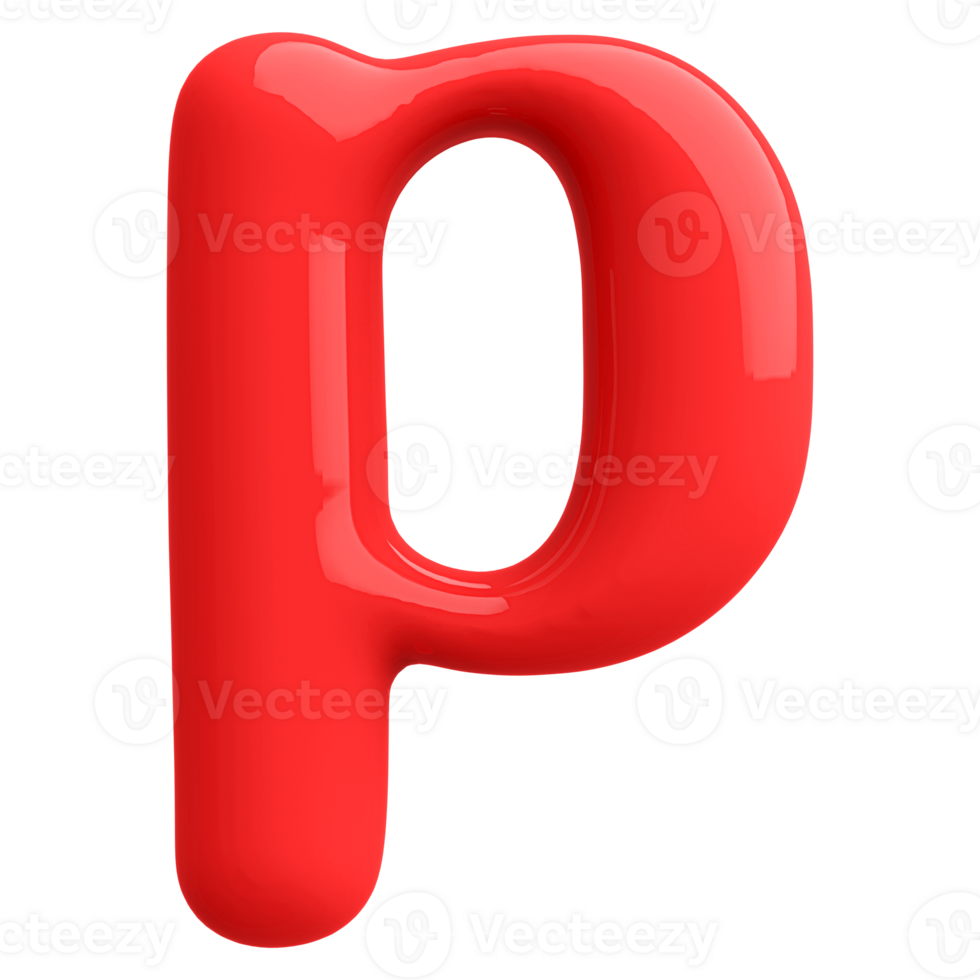 Red 3D Bubble Font Letter P uppercase png