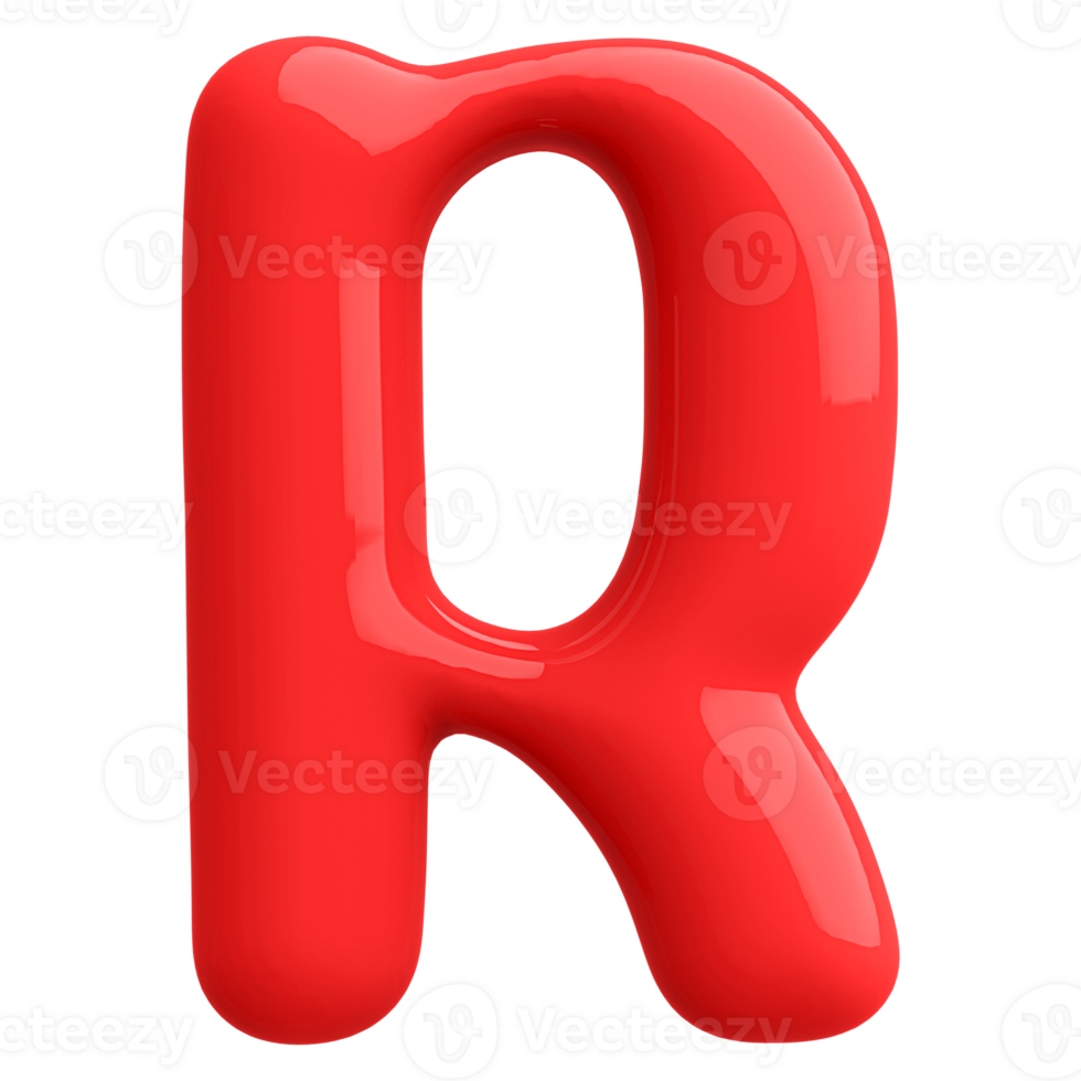 Red 3D Bubble Font Letter R uppercase png