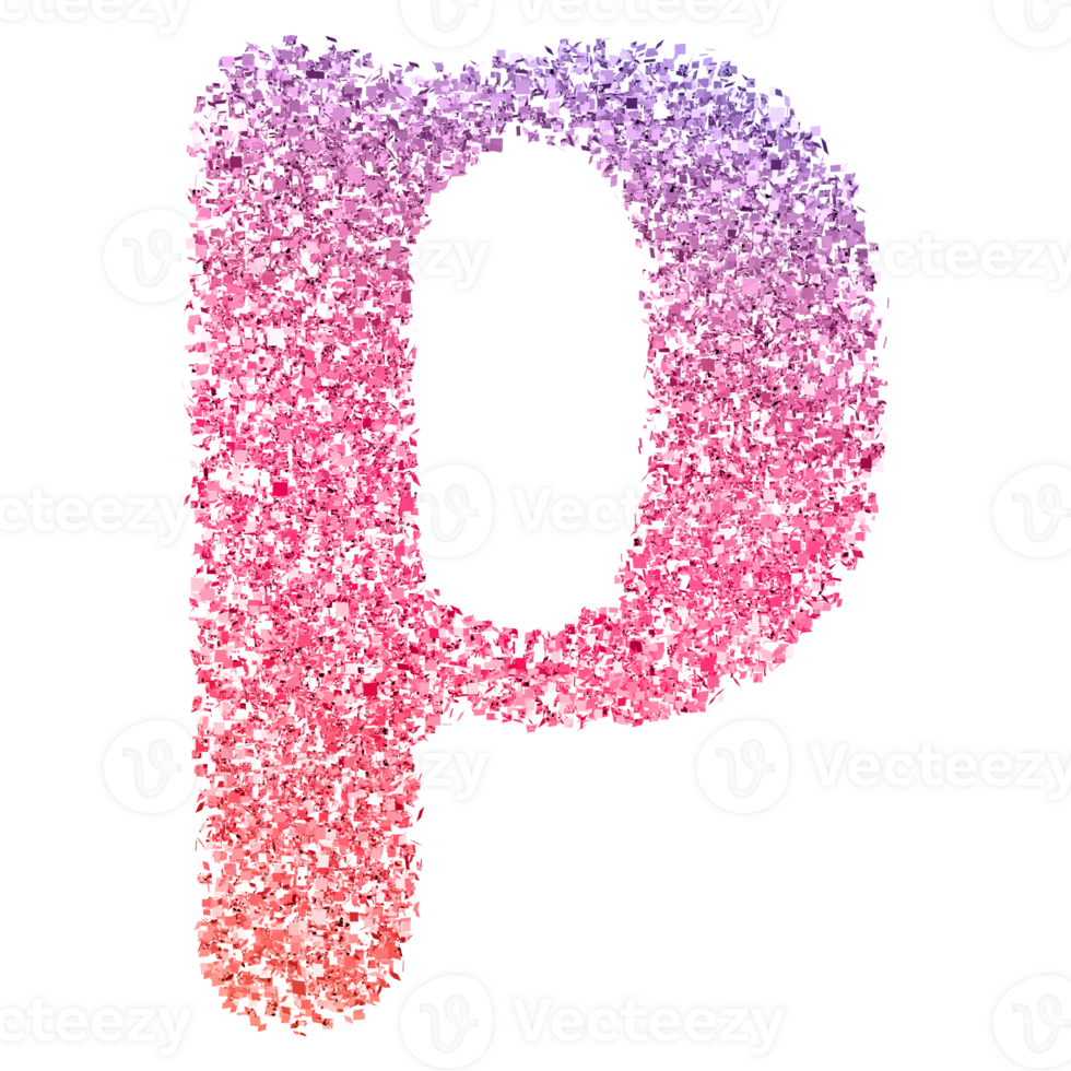 Gradient Glitter Font Letter P uppercase png