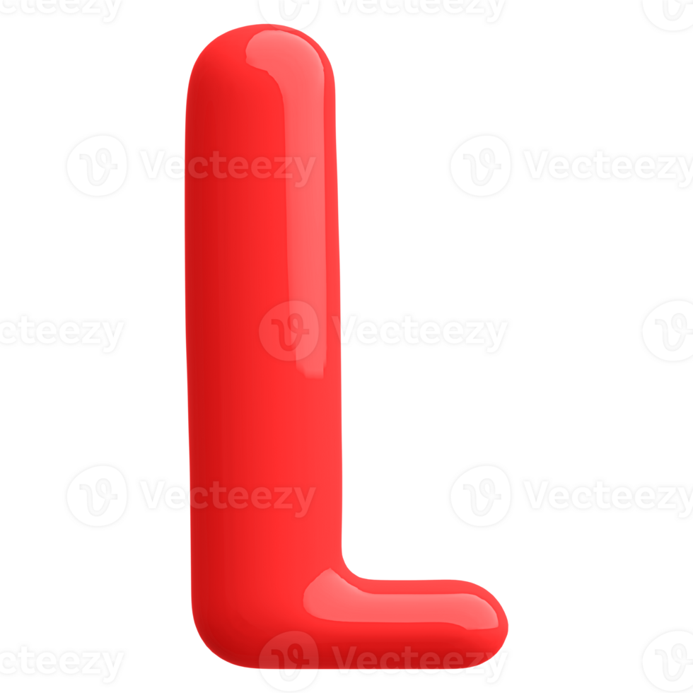 Red 3D Bubble Font Letter L uppercase png