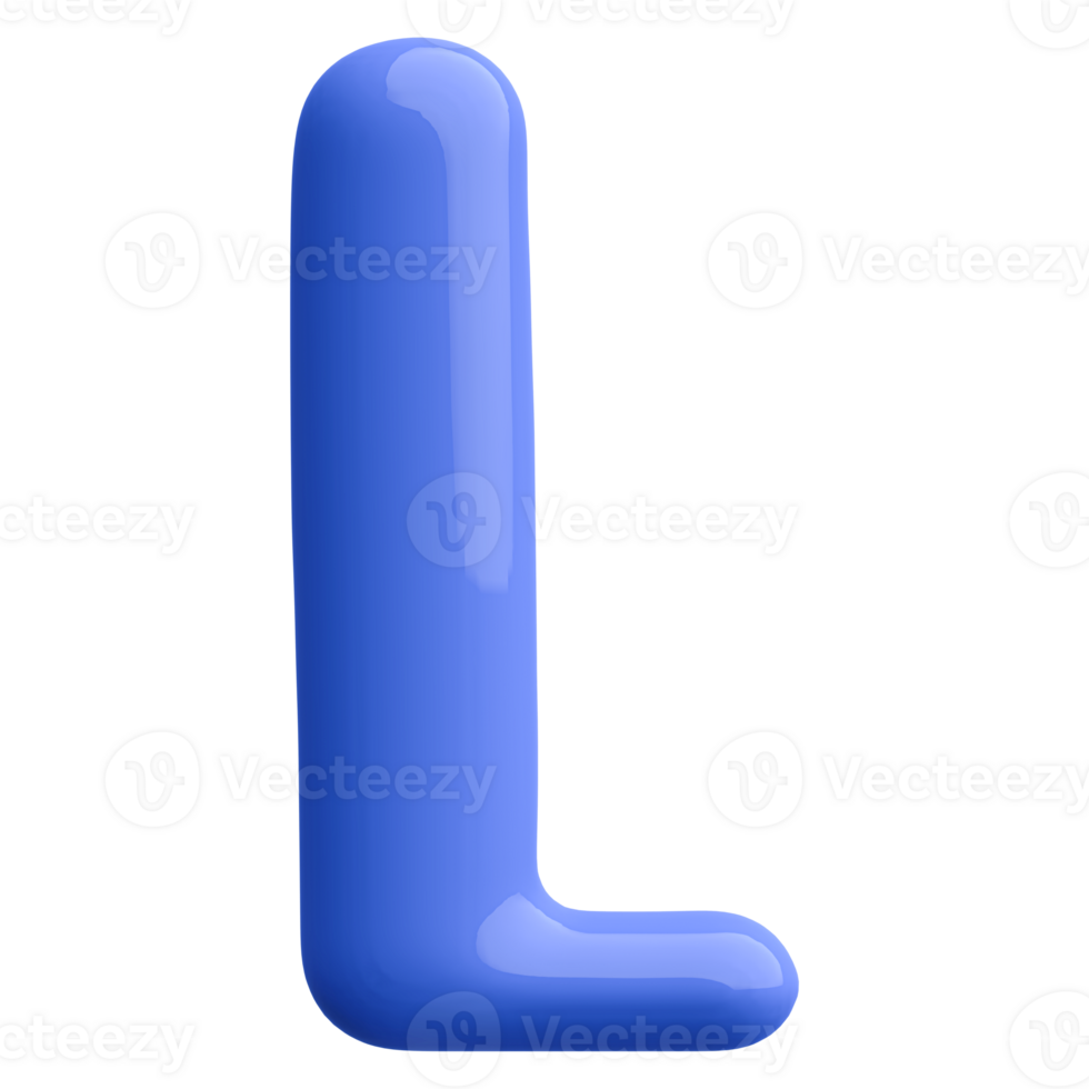 Blue 3D Bubble Font Letter L uppercase png