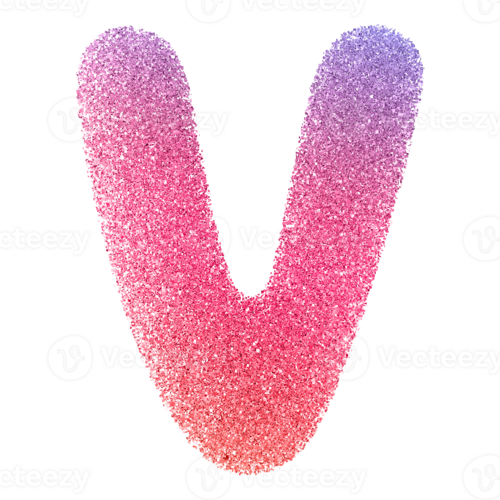 Gradient Glitter Font Letter V uppercase png
