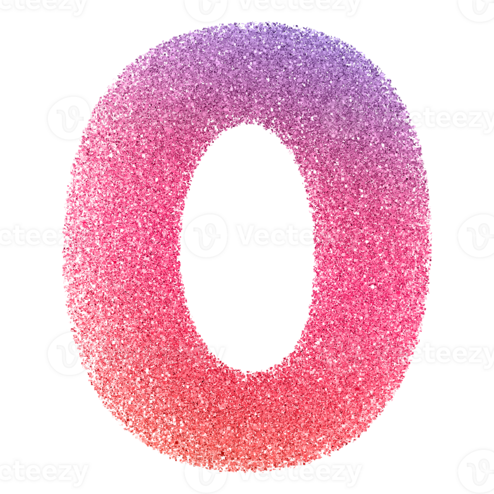 Gradient Glitter Font Letter O uppercase png