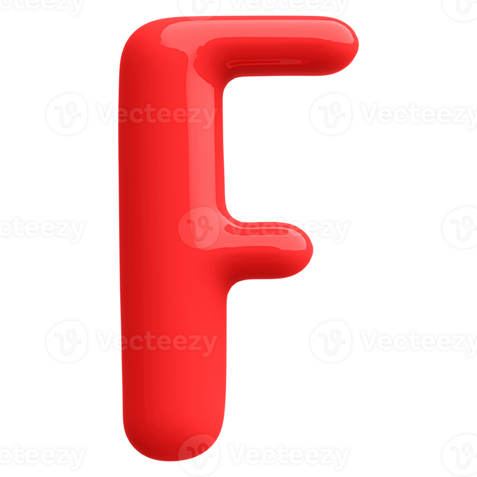 Red 3D Bubble Font Letter F uppercase png