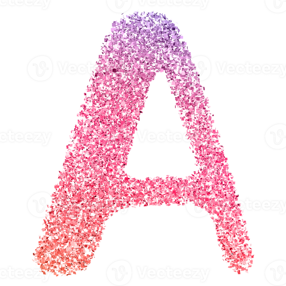 Gradient Glitter Font Letter A uppercase png