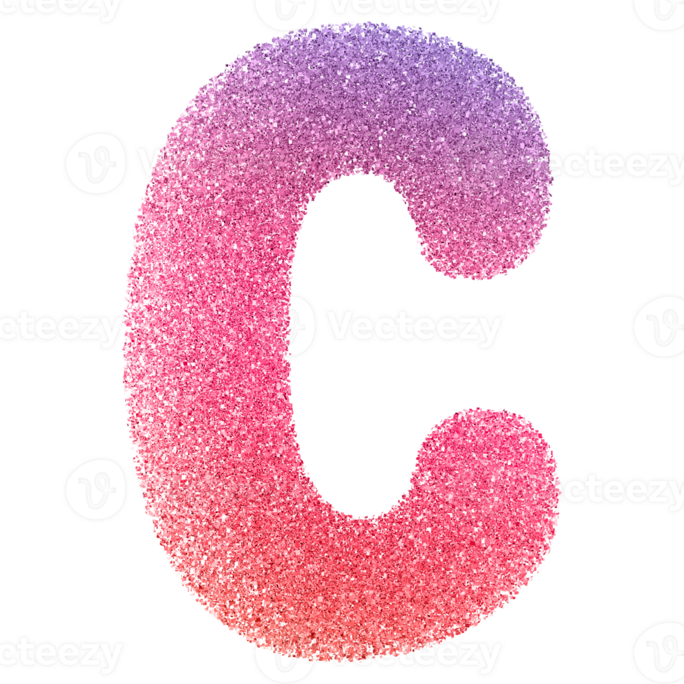 Gradient Glitter Font Letter C uppercase png