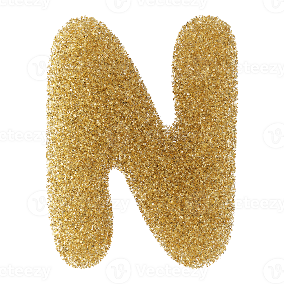 Gold Glitter Font Letter N uppercase png