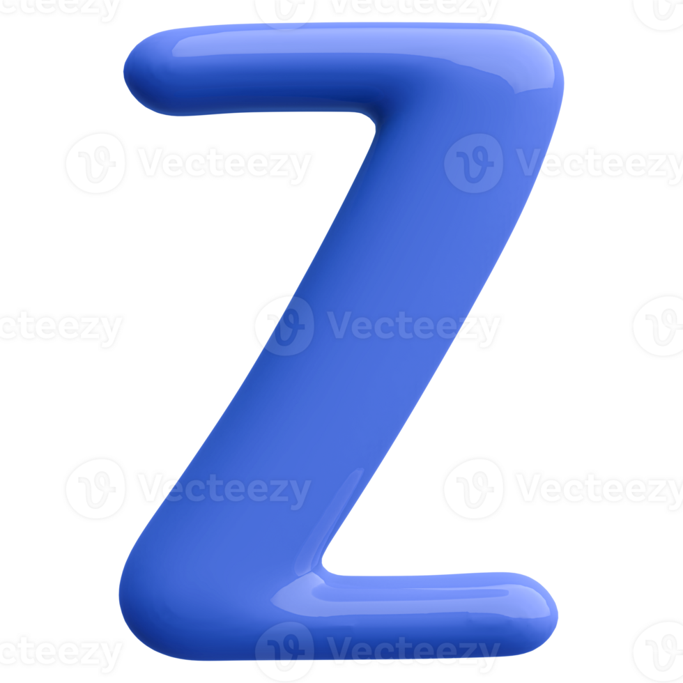 Blue 3D Bubble Font Letter Z uppercase png