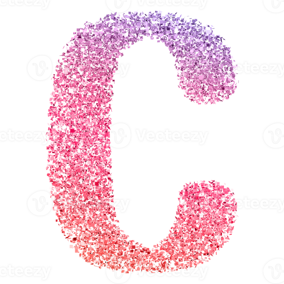 Gradient Glitter Font Letter C uppercase png