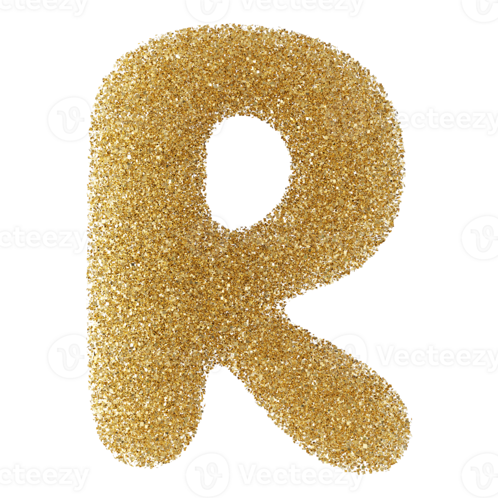 Gold Glitter Font Letter R uppercase png