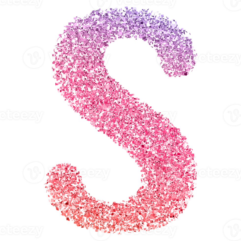 Gradient Glitter Font Letter S uppercase png