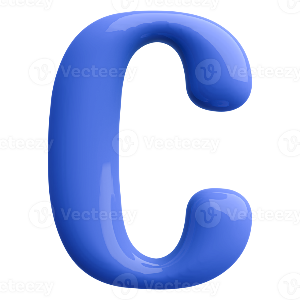 Blue 3D Bubble Font Letter C uppercase png