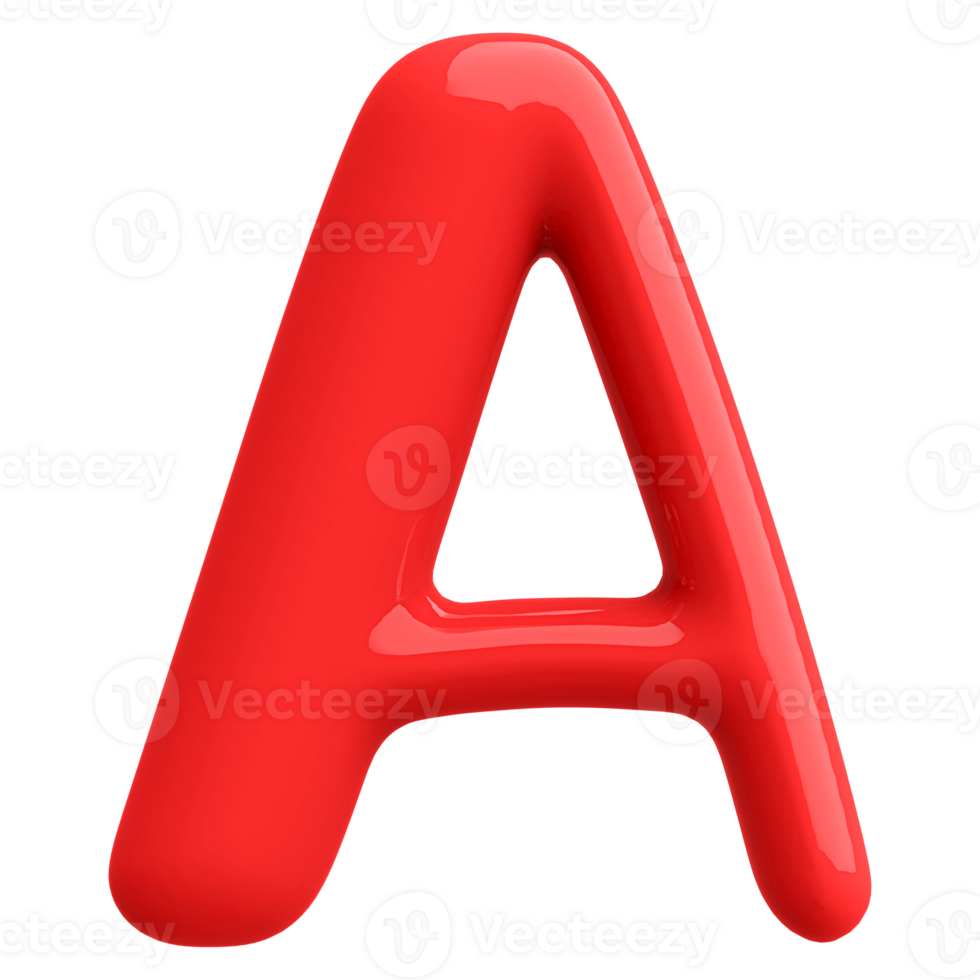 Red 3D Bubble Font Letter A uppercase png