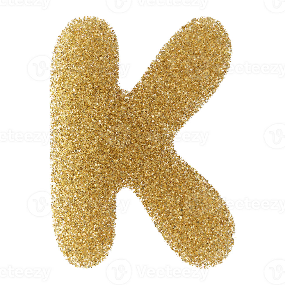 Gold Glitter Font Letter K uppercase png