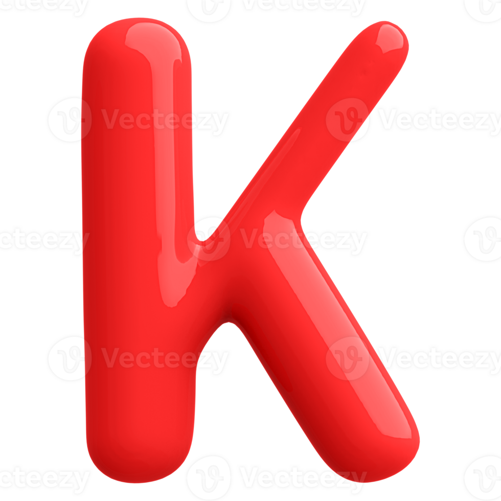 Red 3D Bubble Font Letter K uppercase png