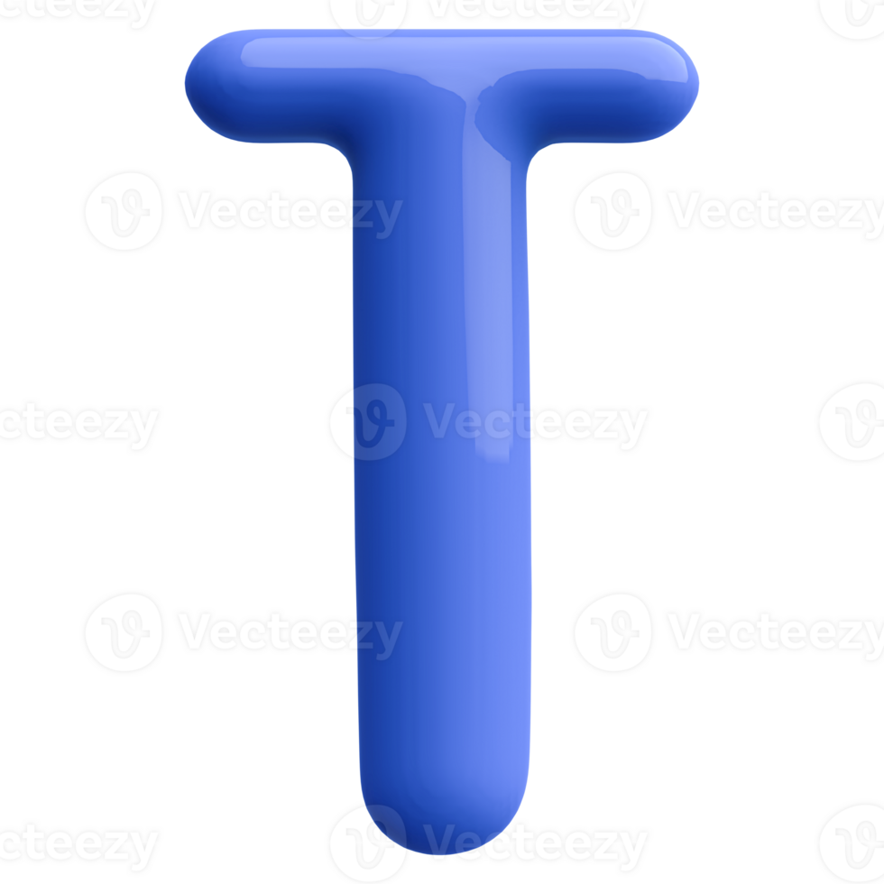 Blue 3D Bubble Font Letter T uppercase png