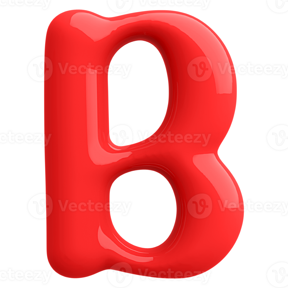 Red 3D Bubble Font Letter B uppercase png