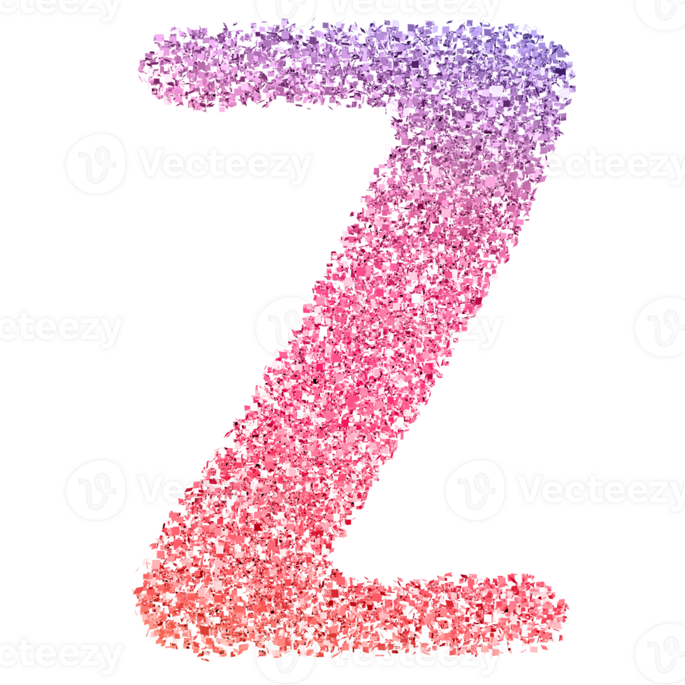 Gradient Glitter Font Letter Z uppercase png