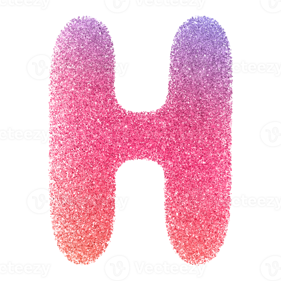 Gradient Glitter Font Letter H uppercase png