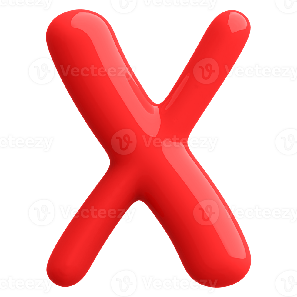 Red 3D Bubble Font Letter X uppercase png