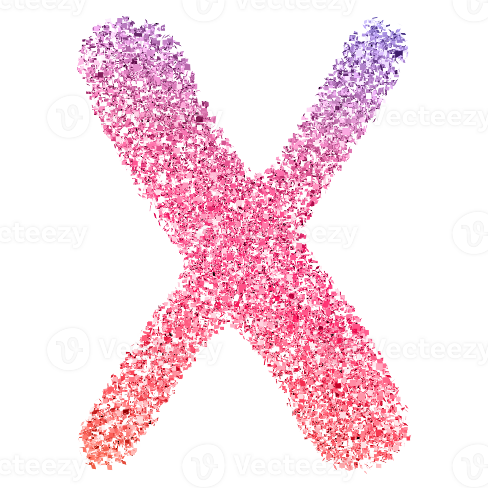 Gradient Glitter Font Letter X uppercase png