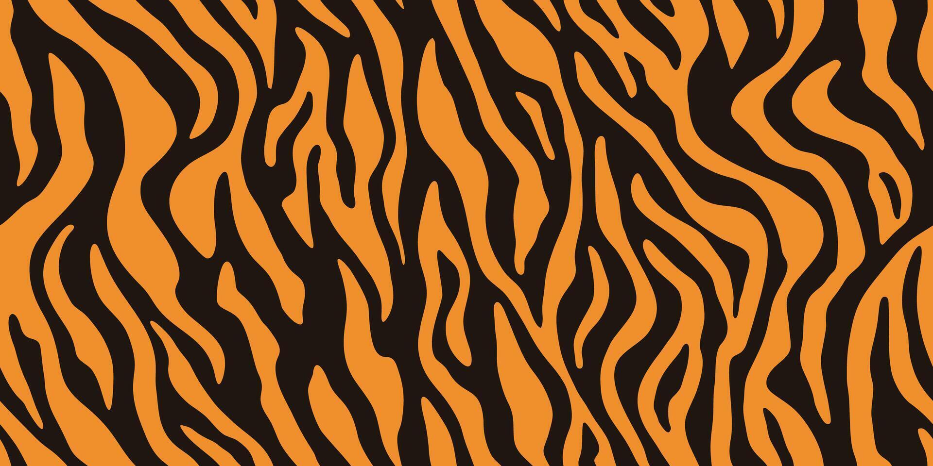 Tiger stripes pattern, animal skin, line background. Seamless texture vector