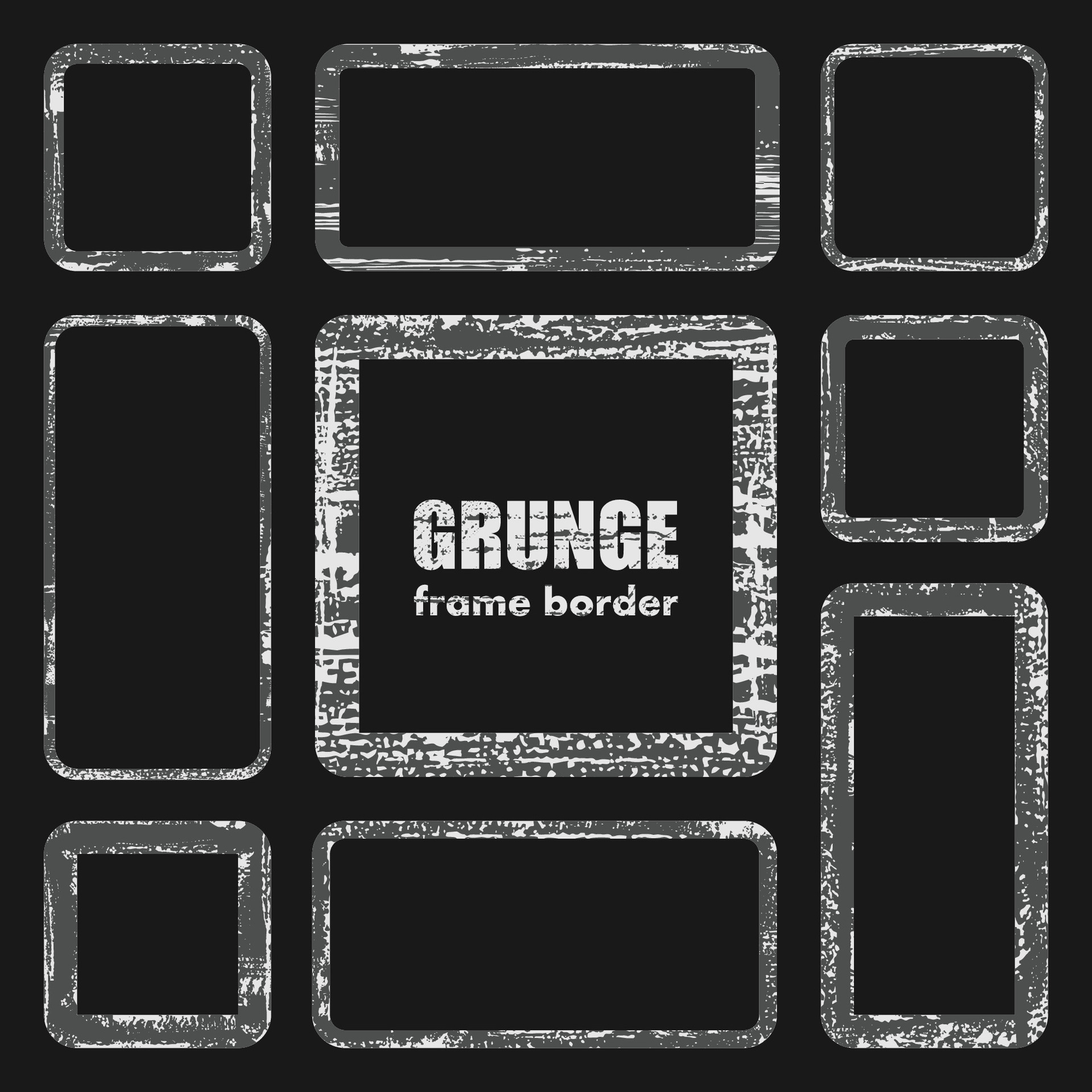 Square frame border with chamfer on the corners. Grunge ink template