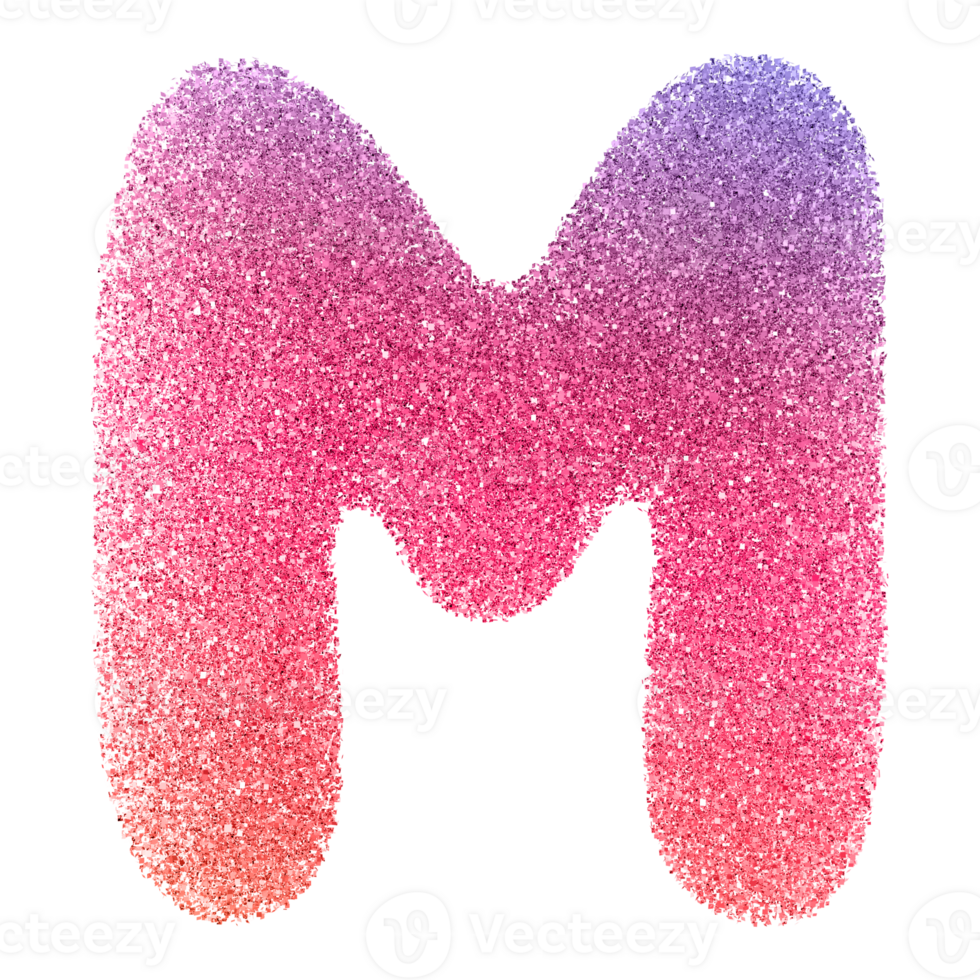 Gradient Glitter Font Letter M uppercase png