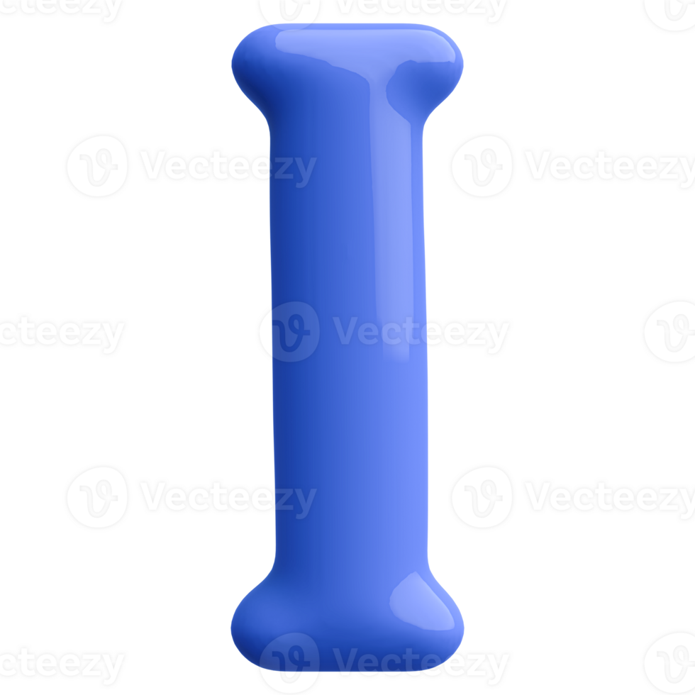 Blue 3D Bubble Font Letter I uppercase png