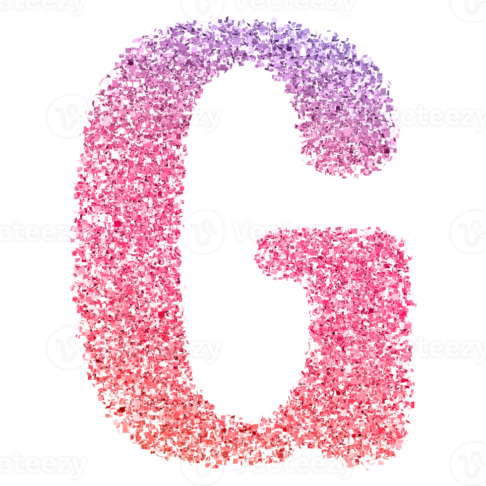 Gradient Glitter Font Letter G uppercase png