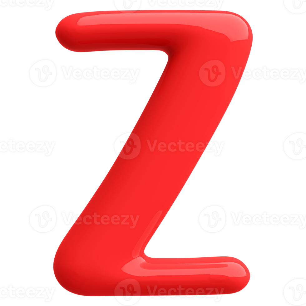 Red 3D Bubble Font Letter Z uppercase png