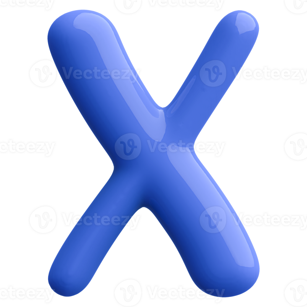 Blue 3D Bubble Font Letter X uppercase png