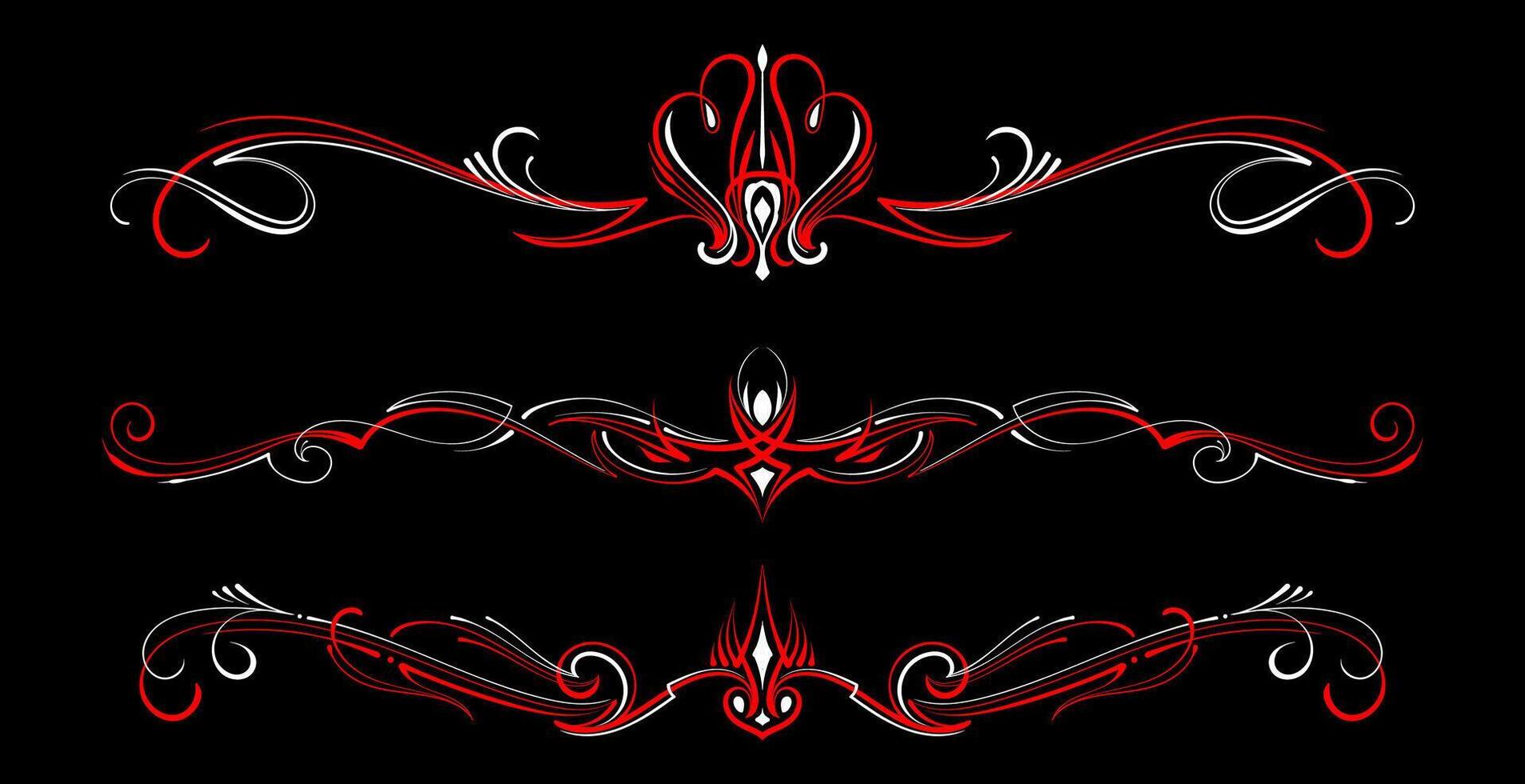 Floral art illustration. Vintage pinstripes art motorcycle and car. Retro and vintage ornaments. For vinyl sticker, painting template, tattoo, apparel, merchandise, border, frame. Eps 10. vector