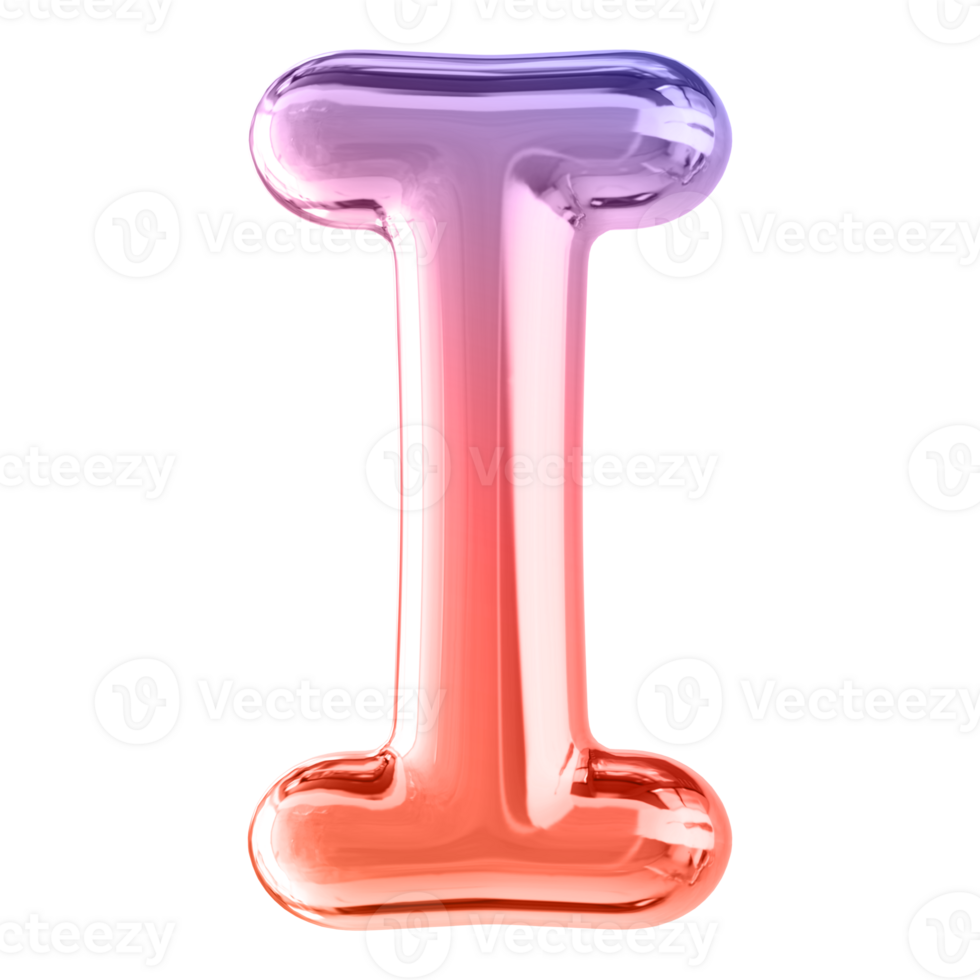 Gradient 3D Bubble Font Letter I uppercase png