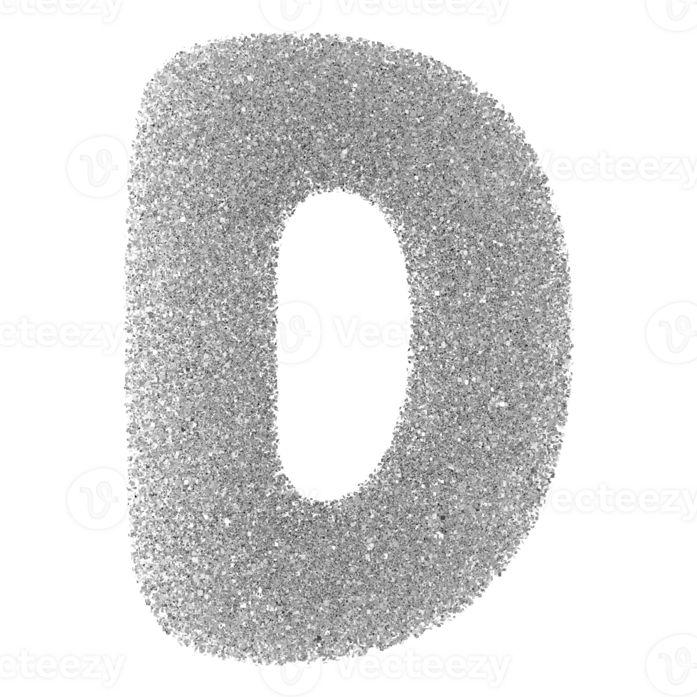 Silver Glitter Font Letter D uppercase png
