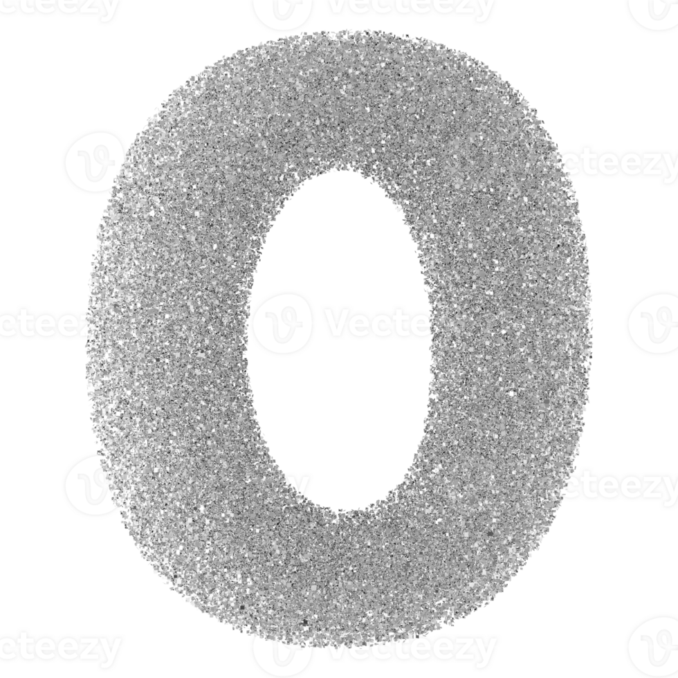 Silver Glitter Font Letter O uppercase png