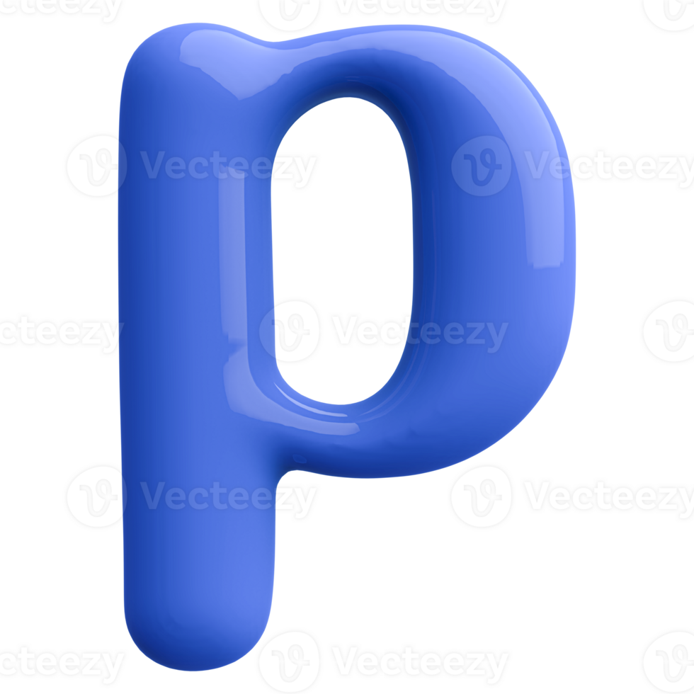 Blue 3D Bubble Font Letter P uppercase png