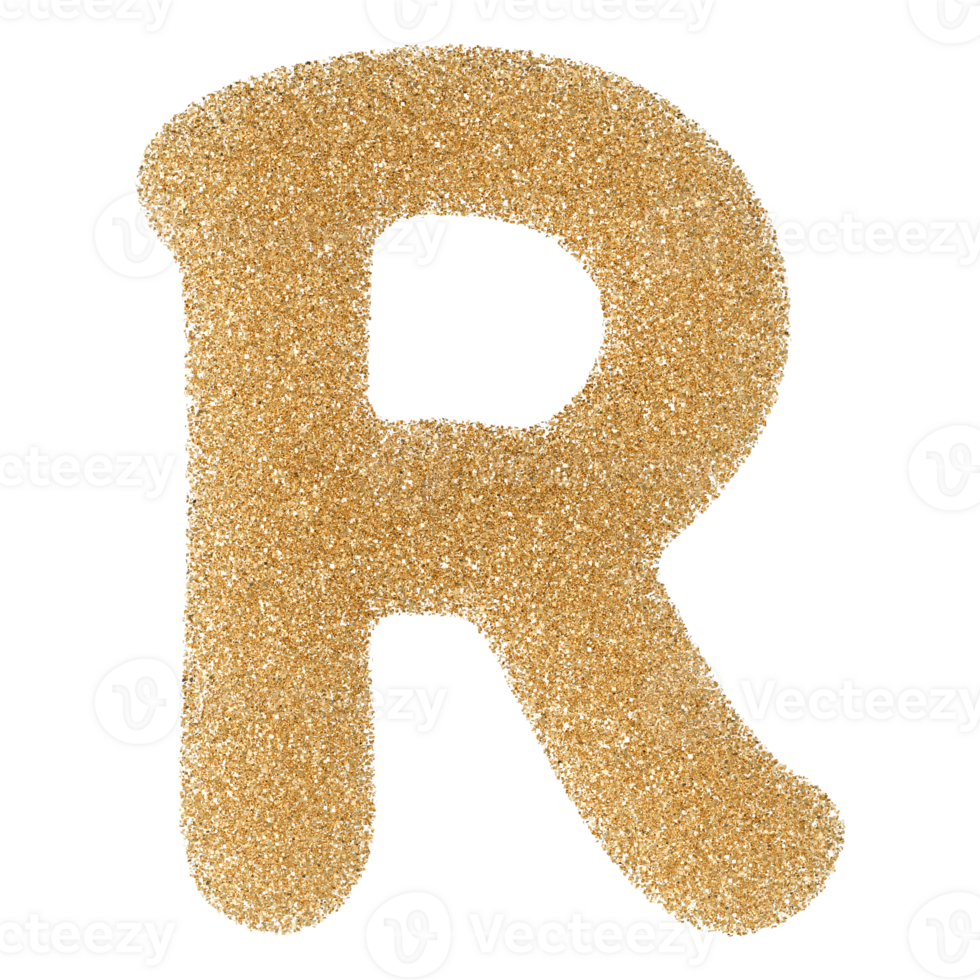 Gold Glitter Font Letter R uppercase png