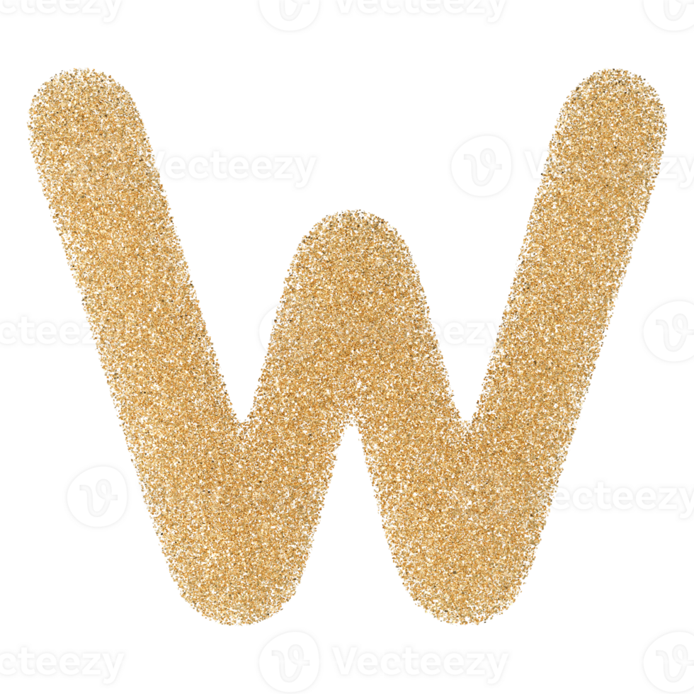 Gold Glitter Font Letter W uppercase png
